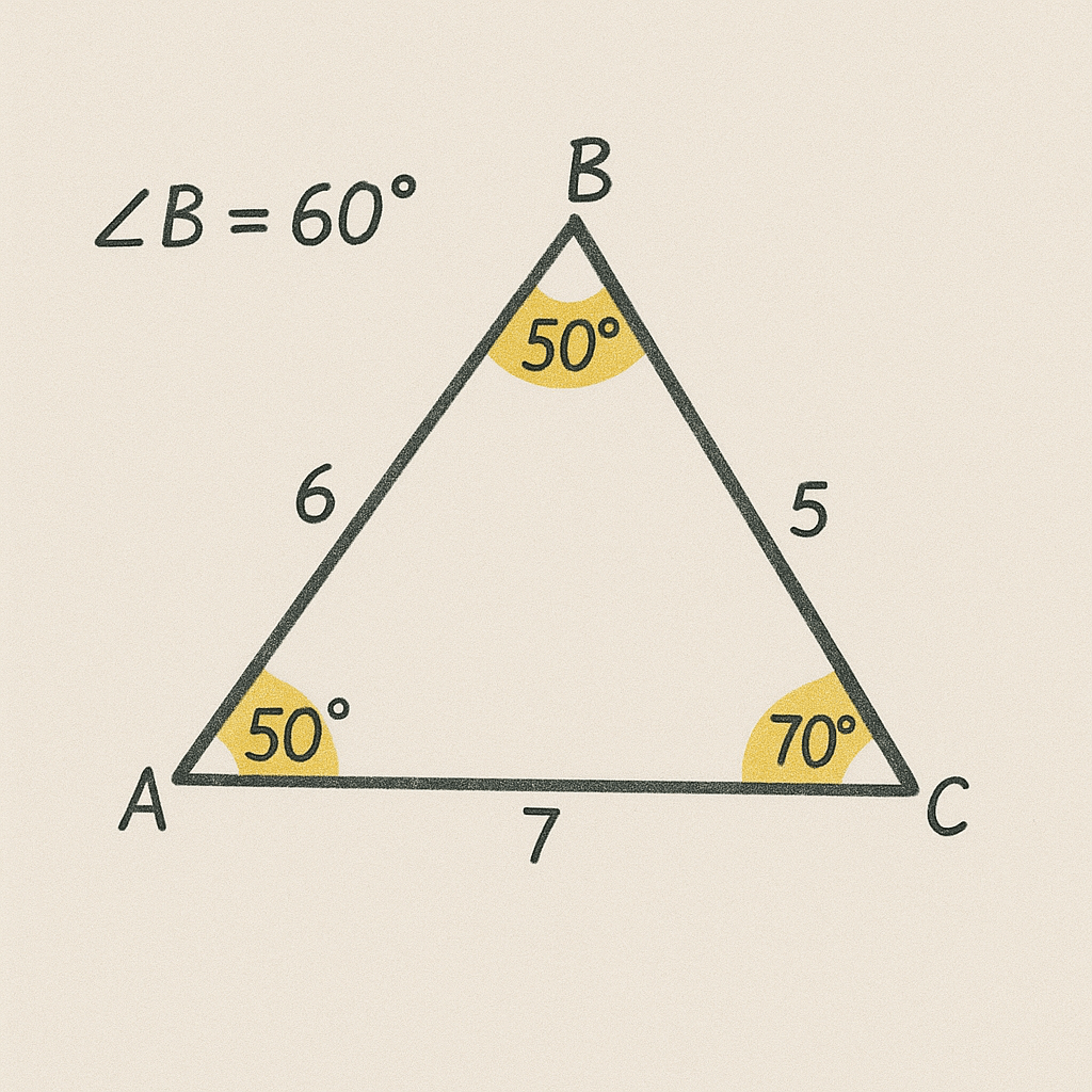 Annotated GRE geometry diagram with angles and side lengths